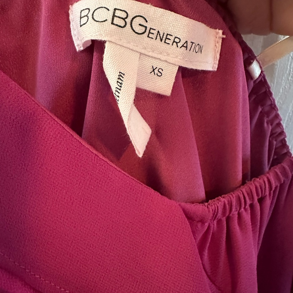 Berry Colored One-Shoulder Ruffle Dress - Picture 3 of 4
